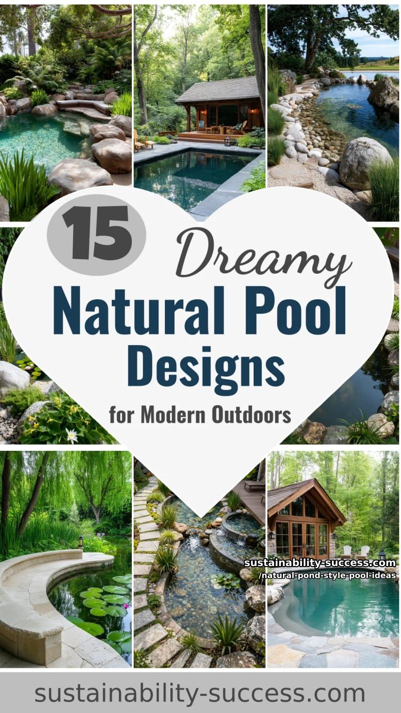 15 Dreamy Natural Pool Designs for Modern Outdoor Spaces 40 Natural Pond Style Pool Ideas - Collage 39