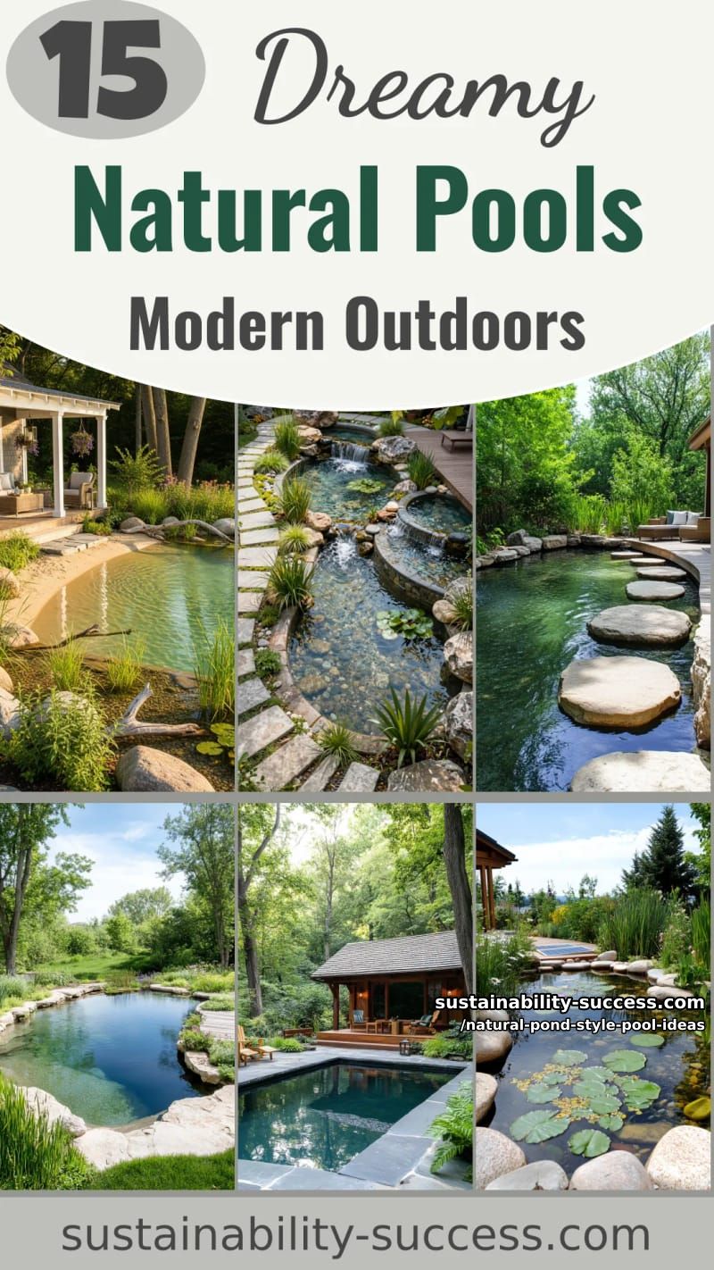 15 Dreamy Natural Pool Designs for Modern Outdoor Spaces 44 Natural Pond Style Pool Ideas - Collage 43