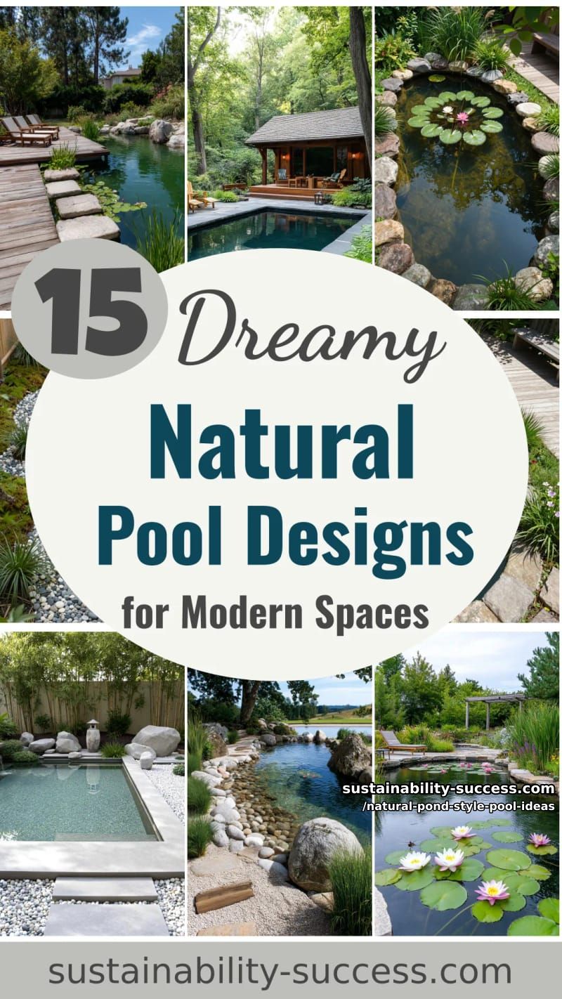 15 Dreamy Natural Pool Designs for Modern Outdoor Spaces 49 Natural Pond Style Pool Ideas - Collage 48