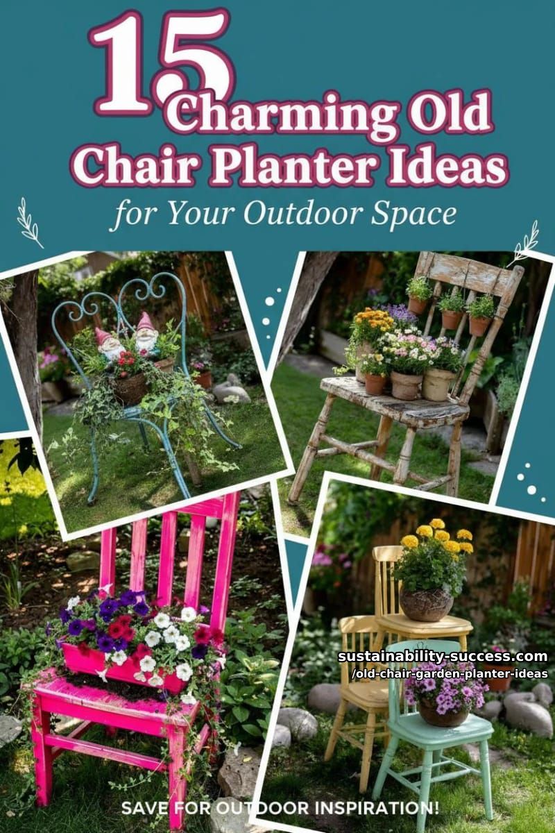 15 Charming Old Chair Planter Ideas for Your Outdoor Space 42 Old Chair Garden Planter Ideas - Collage 41