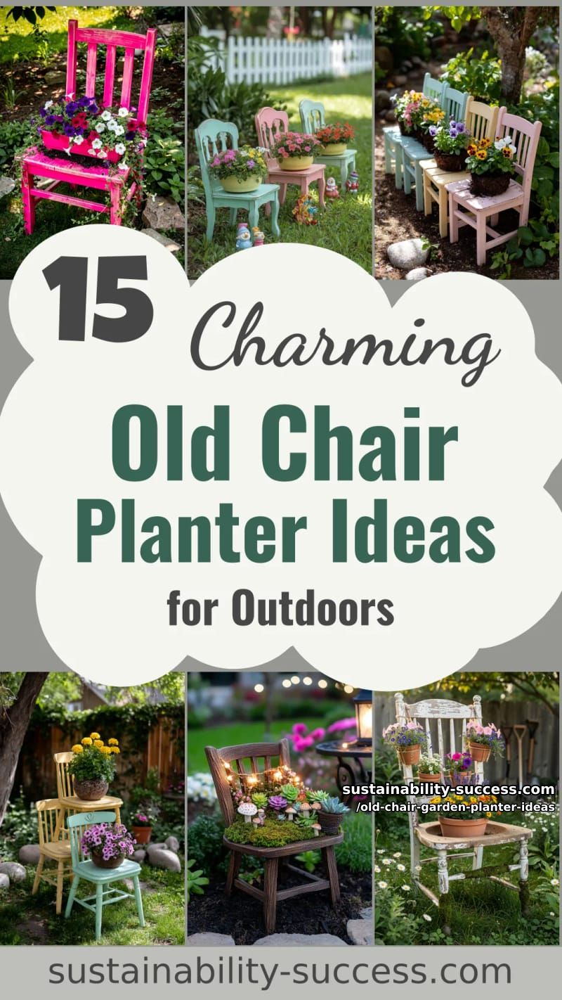 15 Charming Old Chair Planter Ideas for Your Outdoor Space 44 Old Chair Garden Planter Ideas - Collage 43