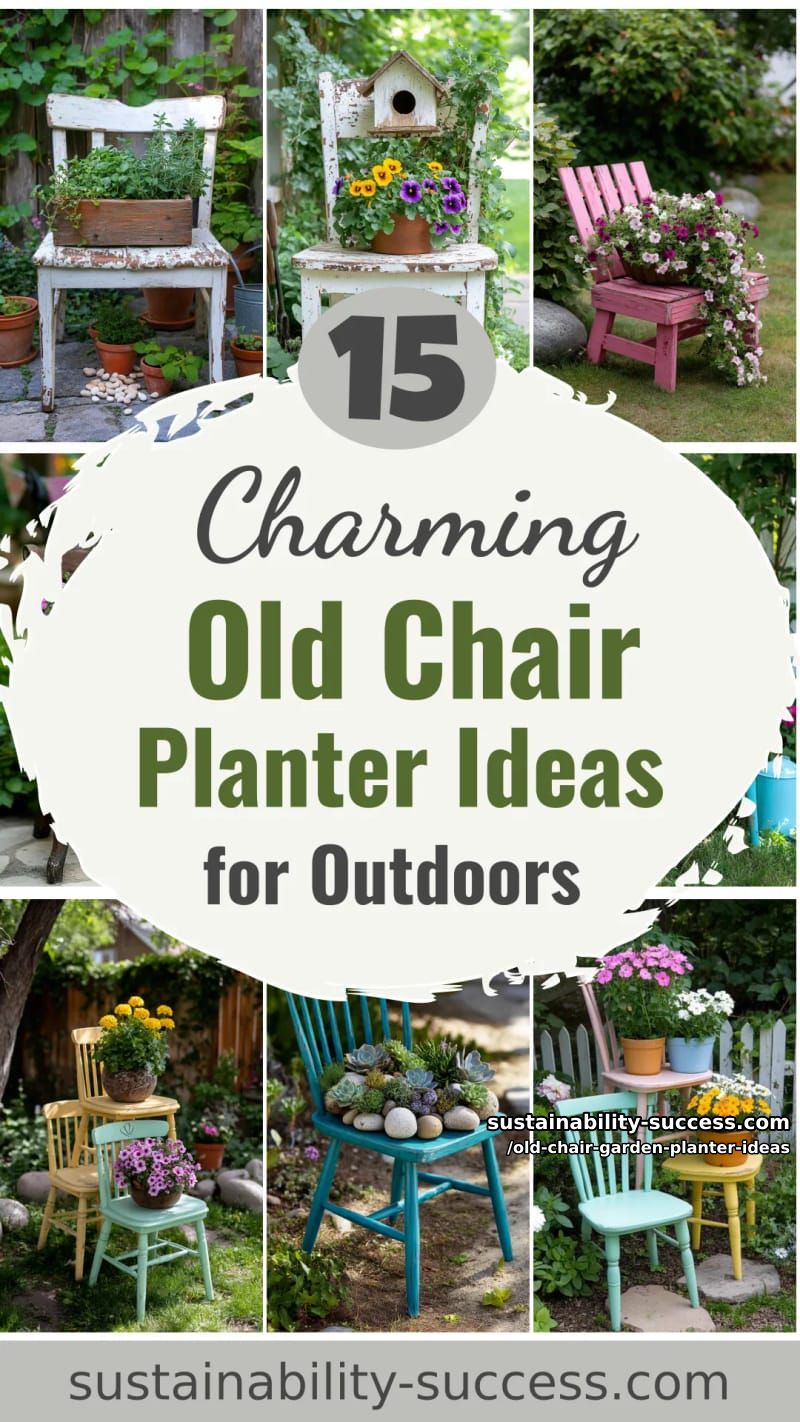 15 Charming Old Chair Planter Ideas for Your Outdoor Space 45 Old Chair Garden Planter Ideas - Collage 44