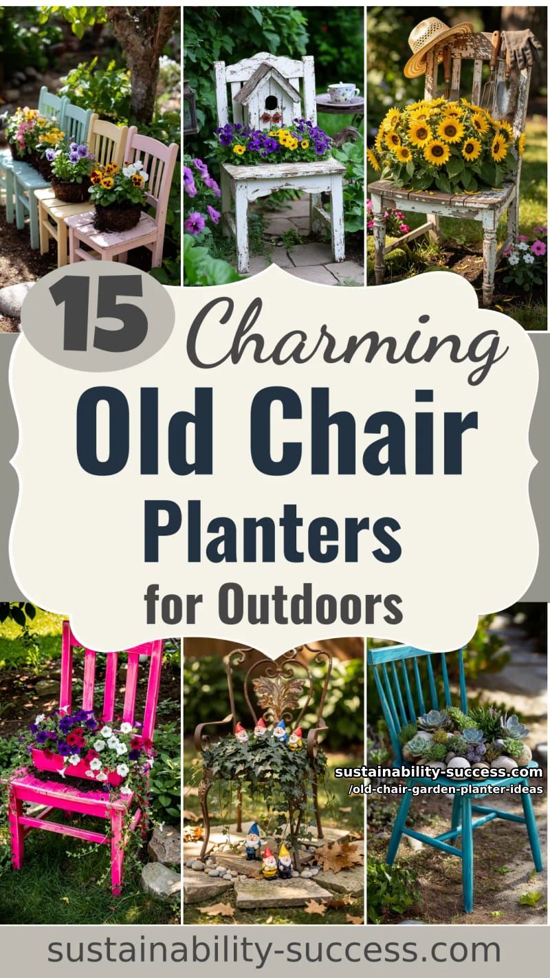 15 Charming Old Chair Planter Ideas for Your Outdoor Space 46 Old Chair Garden Planter Ideas - Collage 45