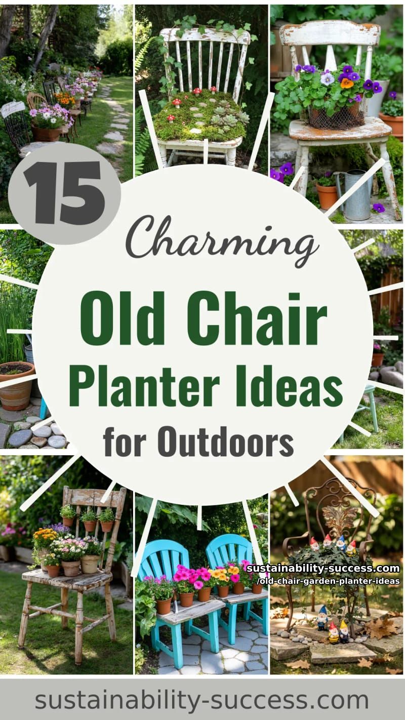 15 Charming Old Chair Planter Ideas for Your Outdoor Space 48 Old Chair Garden Planter Ideas - Collage 47