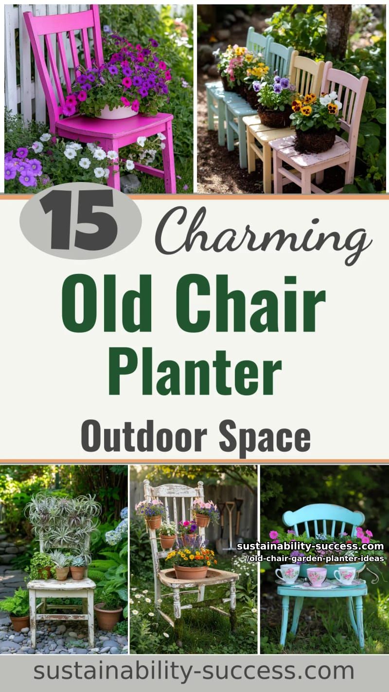 15 Charming Old Chair Planter Ideas for Your Outdoor Space 51 Old Chair Garden Planter Ideas - Collage 50