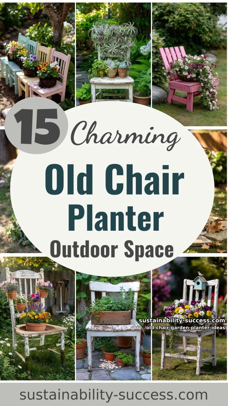 15 Charming Old Chair Planter Ideas for Your Outdoor Space 52 Old Chair Garden Planter Ideas - Collage 51