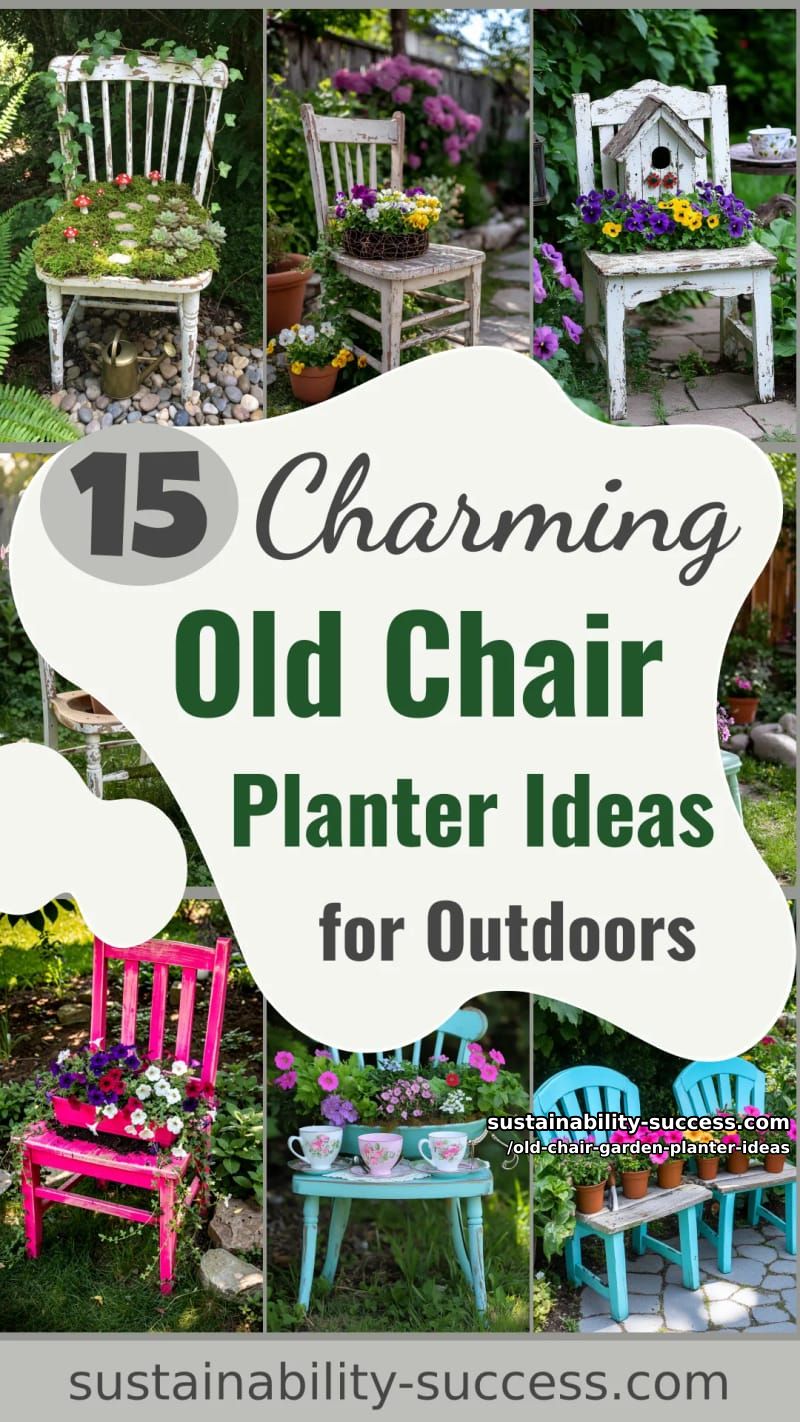 15 Charming Old Chair Planter Ideas for Your Outdoor Space 53 Old Chair Garden Planter Ideas - Collage 52