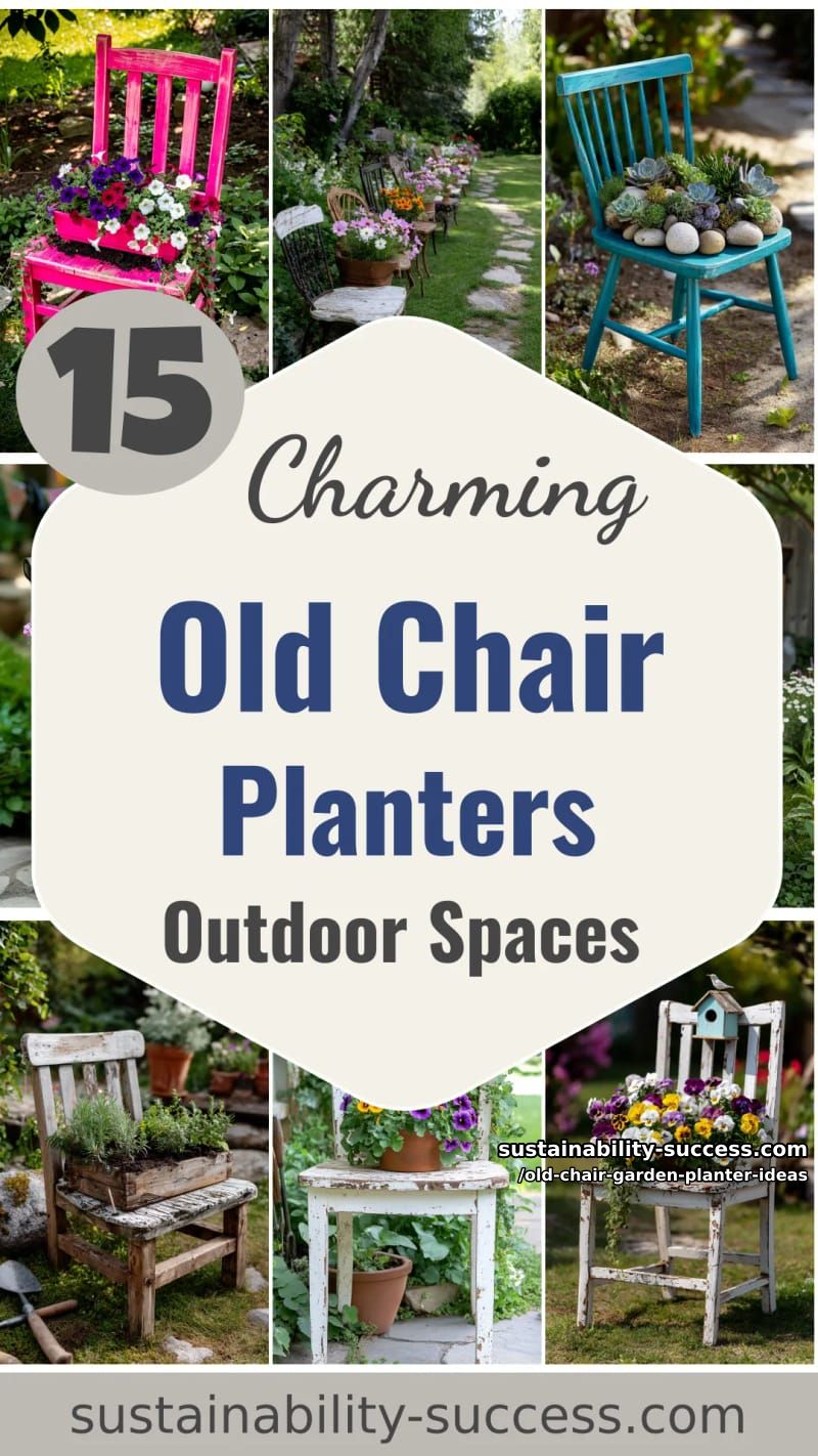 15 Charming Old Chair Planter Ideas for Your Outdoor Space 55 Old Chair Garden Planter Ideas - Collage 54