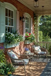 painted window frames adorned with vibrant window boxes filled with wildflowers 3