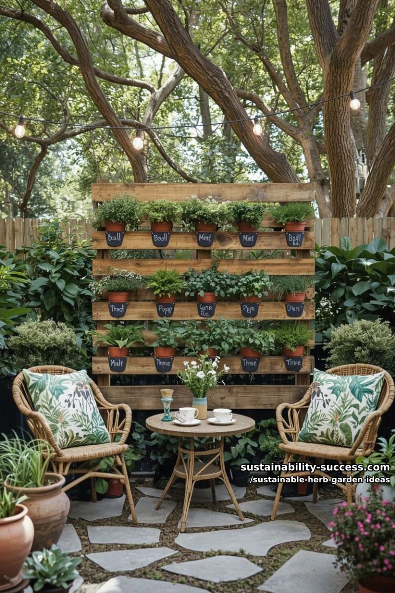 pallet wall herb garden with chalkboard labels for sustainable charm 1