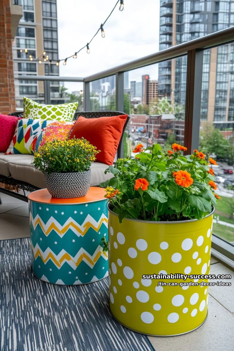 polka dot and chevron striped cans for a modern pop art look 1