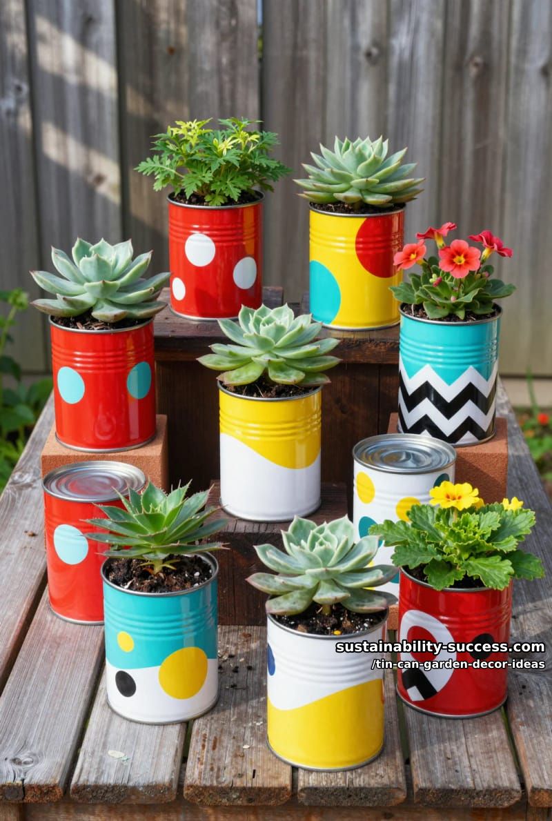 polka dot and chevron striped cans for a modern pop art look 1