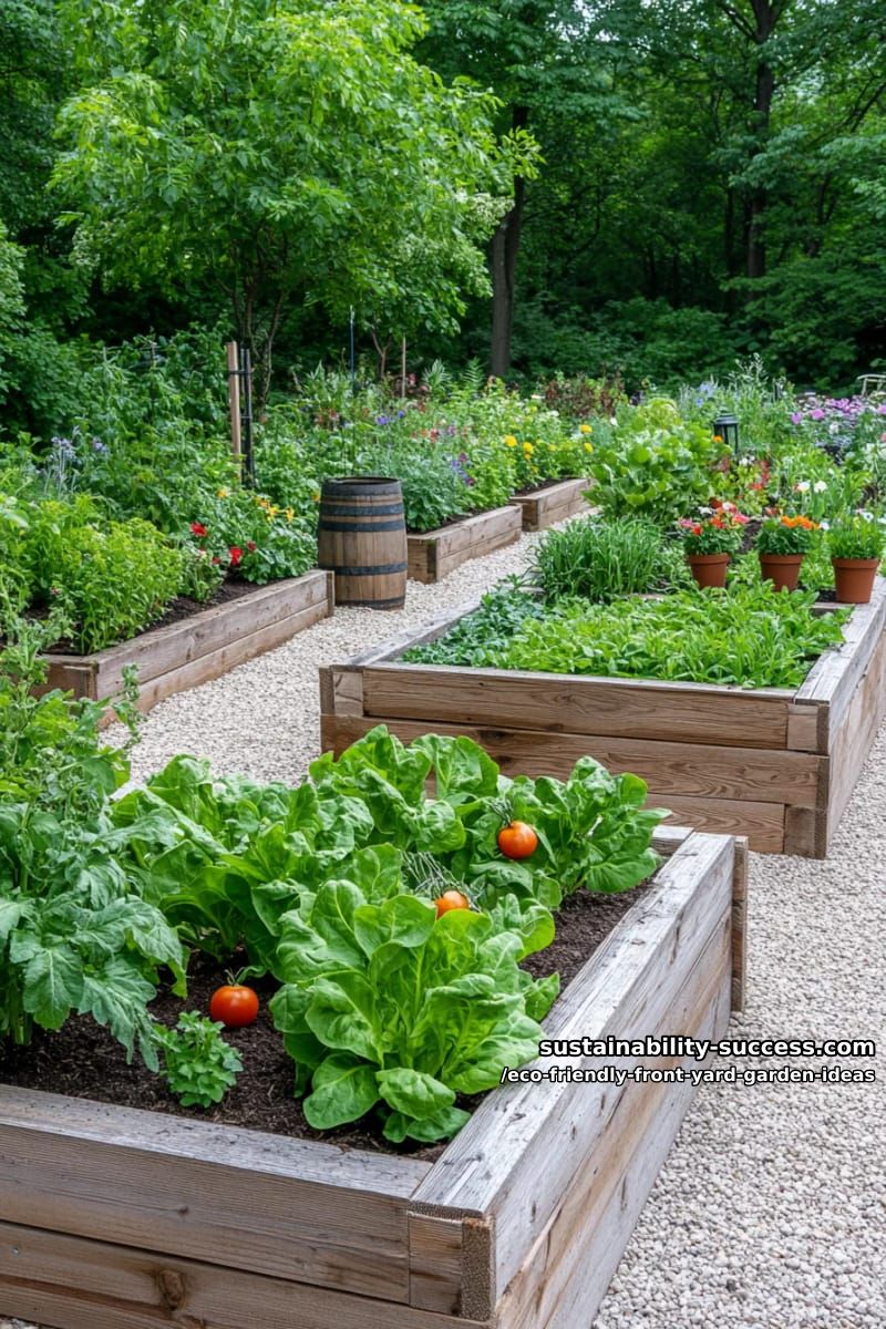 raised vegetable beds bordered with reclaimed wood for sustainable backyard gardening 1
