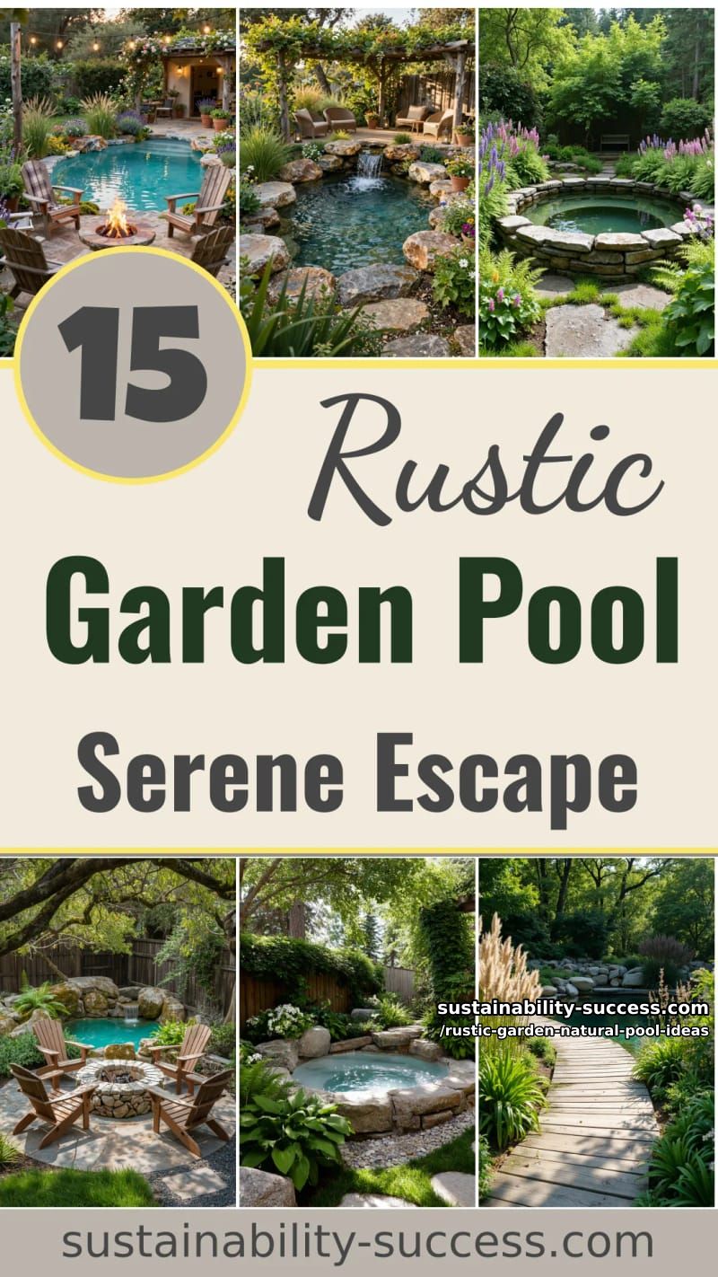 15 Rustic Garden Natural Pool Ideas for a Serene Outdoor Escape 42 Rustic Garden Natural Pool Ideas - Collage 41