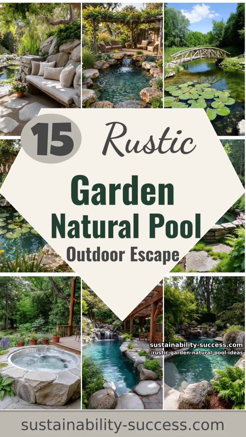 15 Rustic Garden Natural Pool Ideas for a Serene Outdoor Escape 51 Rustic Garden Natural Pool Ideas - Collage 50