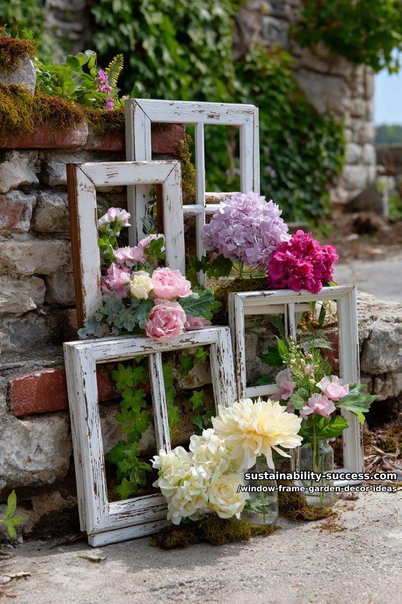 shabby chic frames decorated with pastel blooms and moss accents 1
