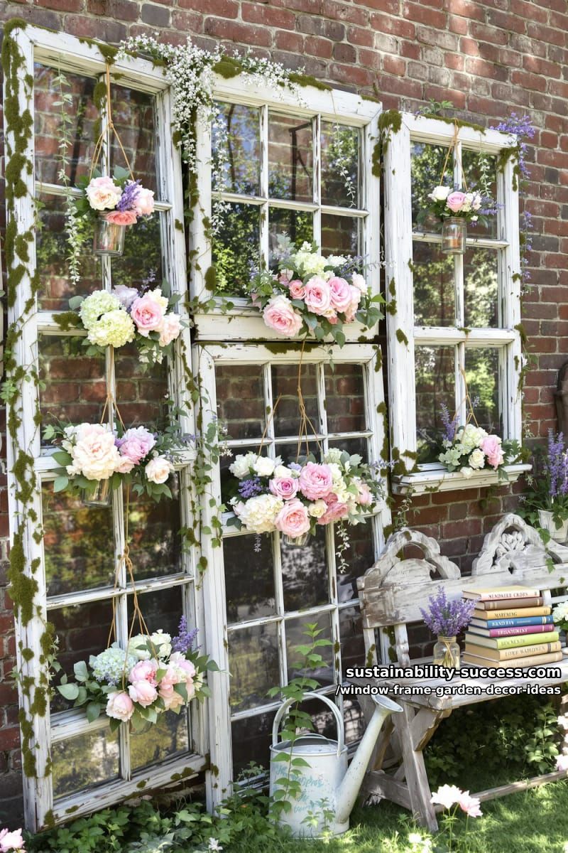 shabby chic frames decorated with pastel blooms and moss accents 1