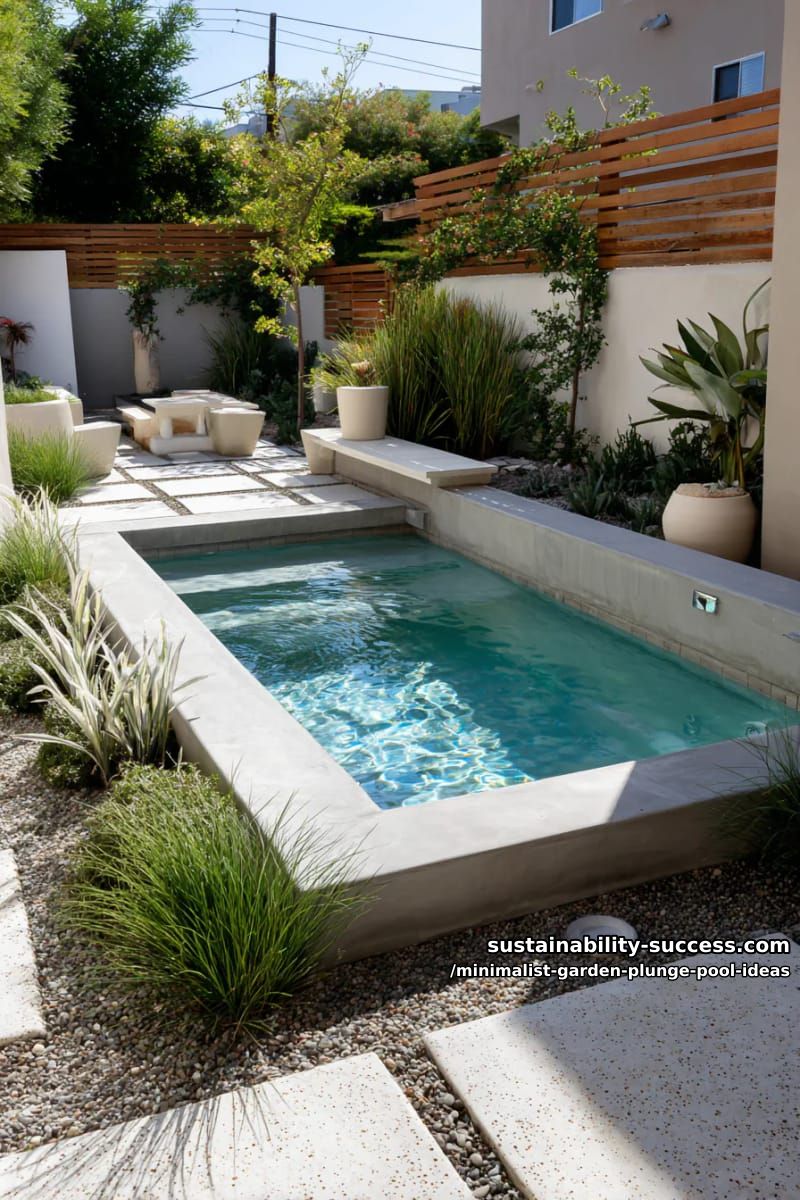sleek plunge pool with integrated bench and pale terrazzo pavers 1