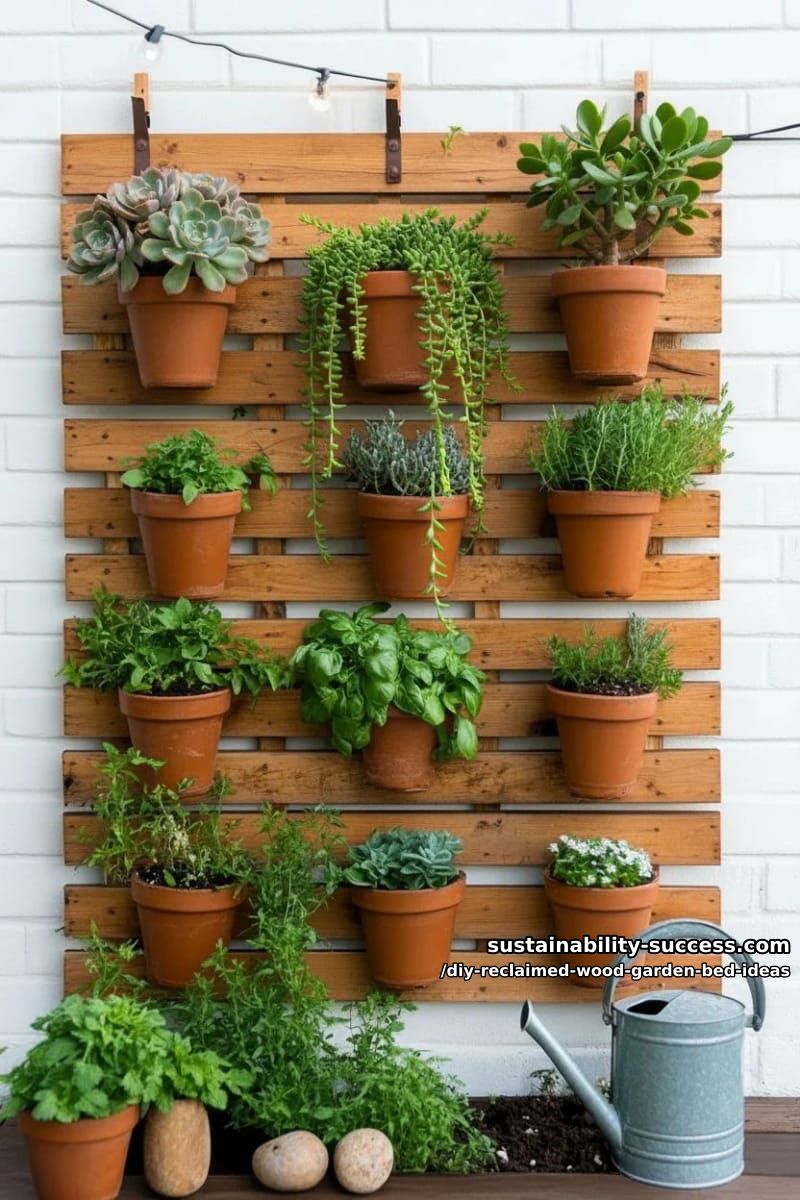 15 DIY Reclaimed Wood Garden Bed Ideas for Vibrant Backyards 36 small-space vertical pallet garden wall for succulents and herbs 1