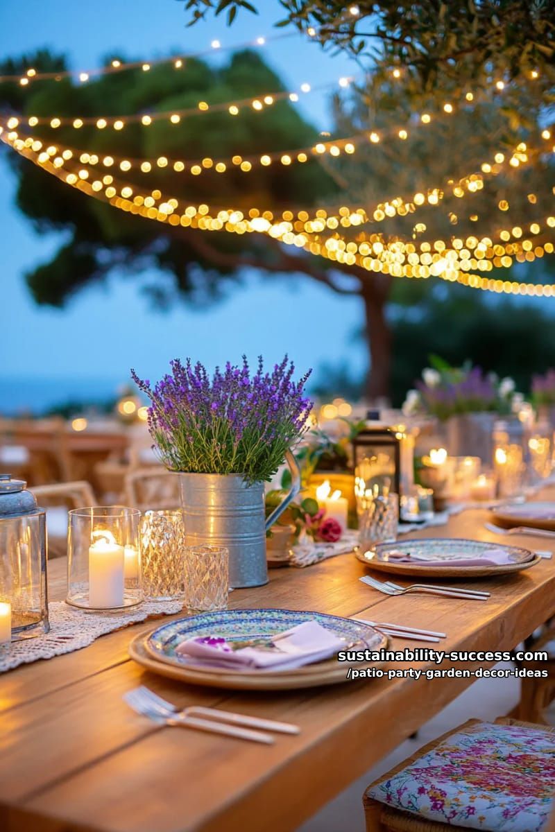 string lights draped overhead, creating a magical fairy canopy under the night sky 1