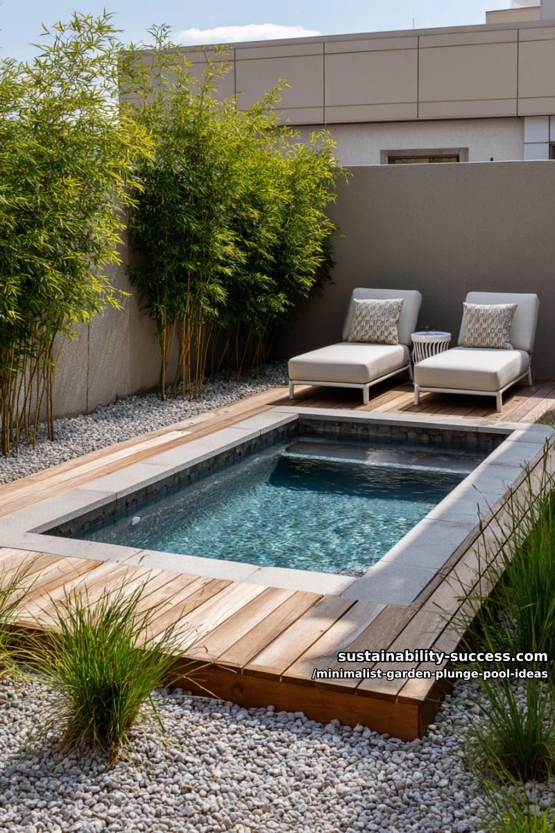 subtle plunge pool with light wood deck and minimalist loungers 1
