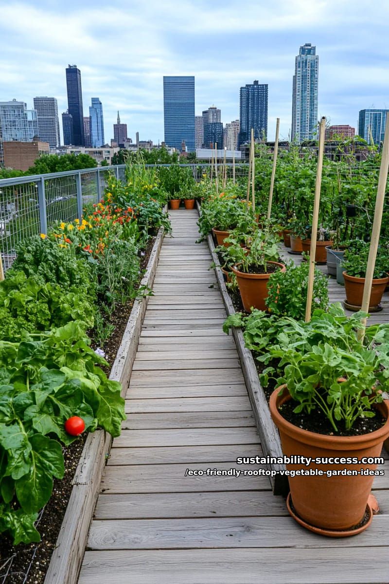 succession planting rows with reclaimed wood paths for easy access 1