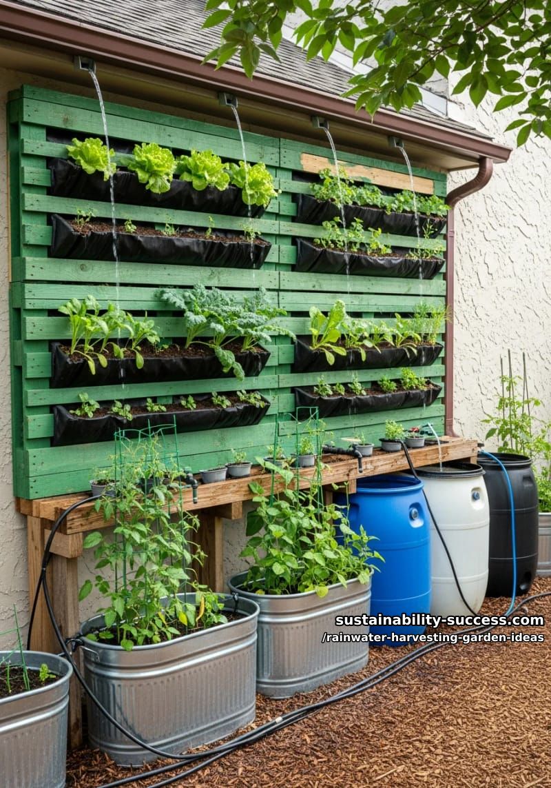 upcycled green pallet system channeling rooftop water to edible container gardens 1