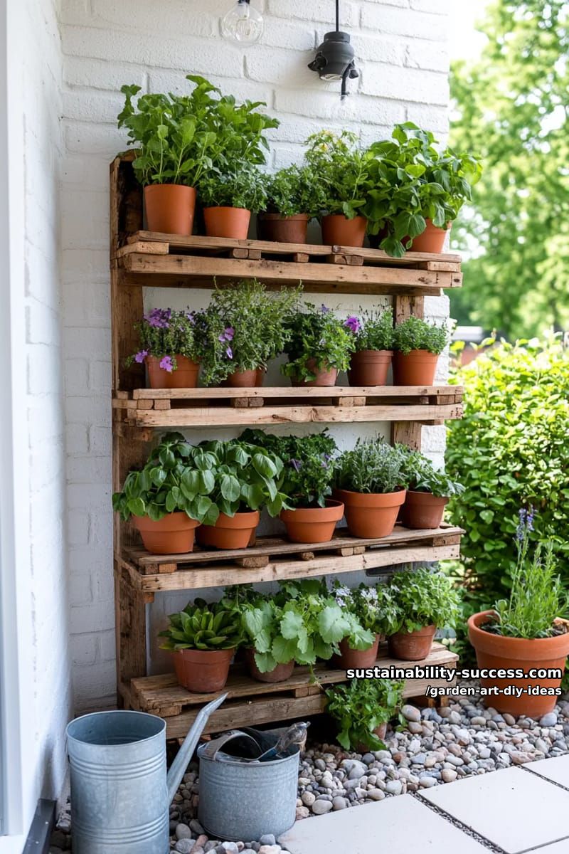 23 Creative Garden Art DIY Ideas for a Unique Outdoor Decor 47 use pallet wood to build multi-tiered vertical planters for small spaces. 1