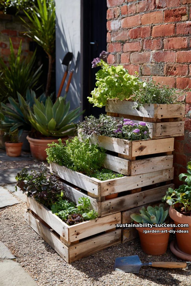 23 Creative Garden Art DIY Ideas for a Unique Outdoor Decor 48 use pallet wood to build multi-tiered vertical planters for small spaces. 1