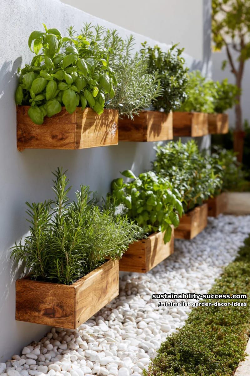 vertical herb garden using sleek wooden wall planters 1