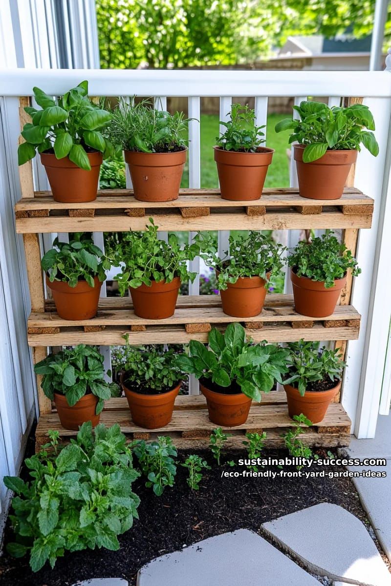 vertical herb garden wall using recycled pallets near the front porch 1