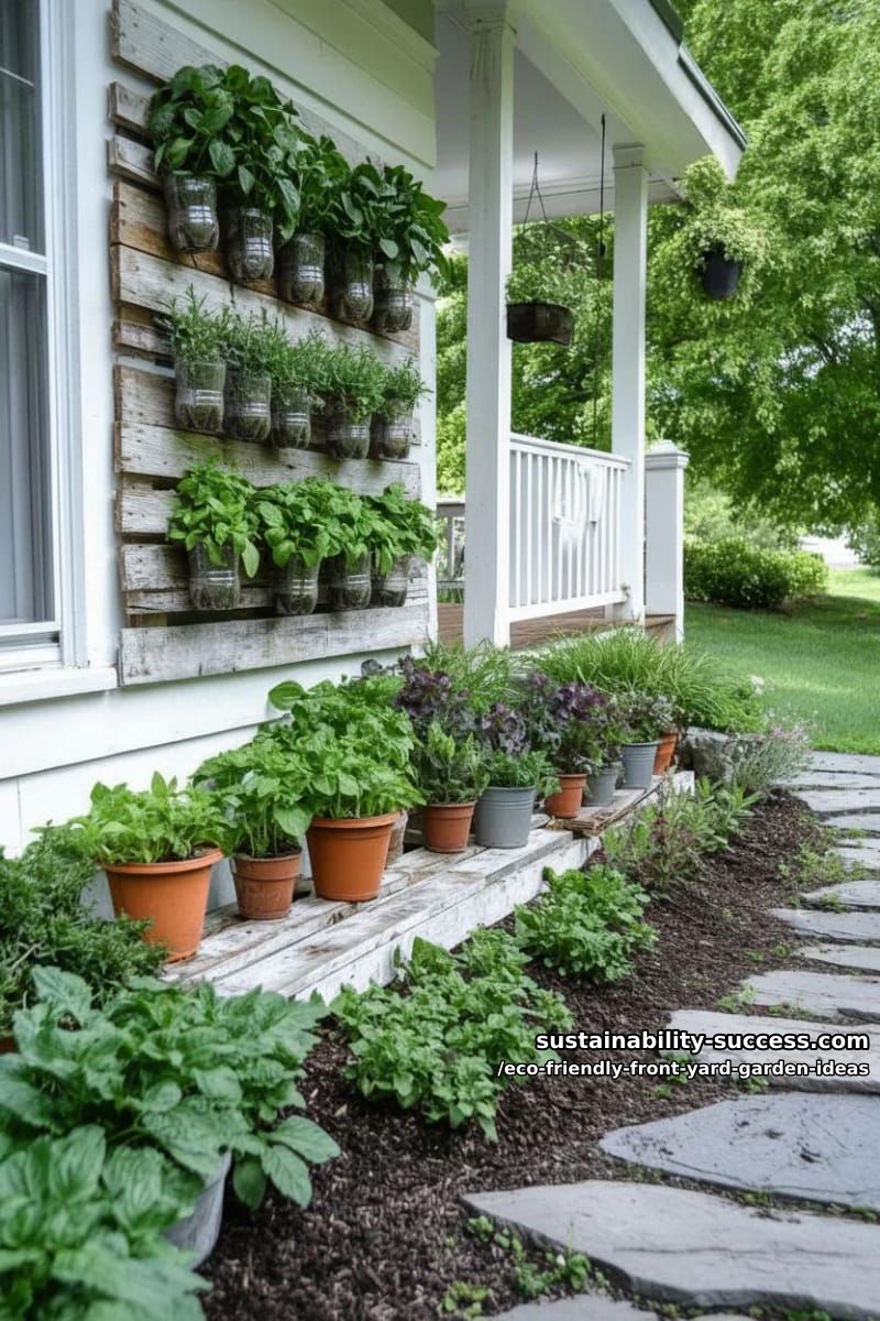 vertical herb garden wall using recycled pallets near the front porch 1
