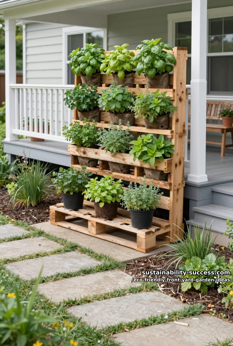 vertical herb garden wall using recycled pallets near the front porch 1