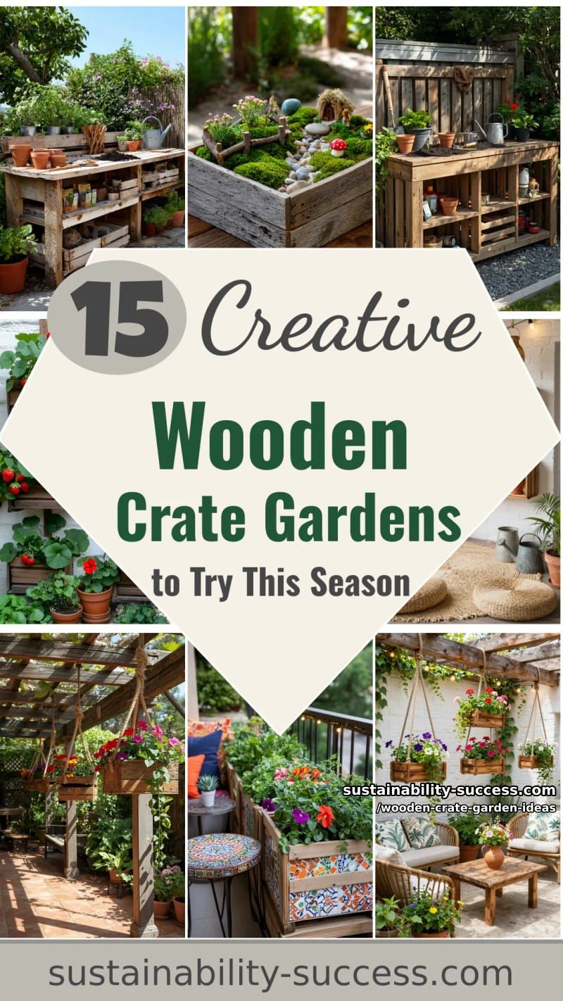 15 Creative Wooden Crate Gardens to Try This Season 42 Wooden Crate Garden Ideas - Collage 41