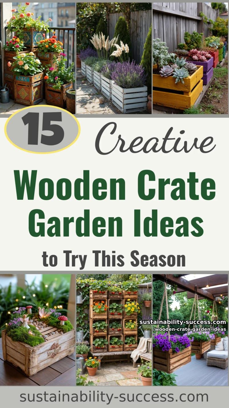 15 Creative Wooden Crate Gardens to Try This Season 45 Wooden Crate Garden Ideas - Collage 44