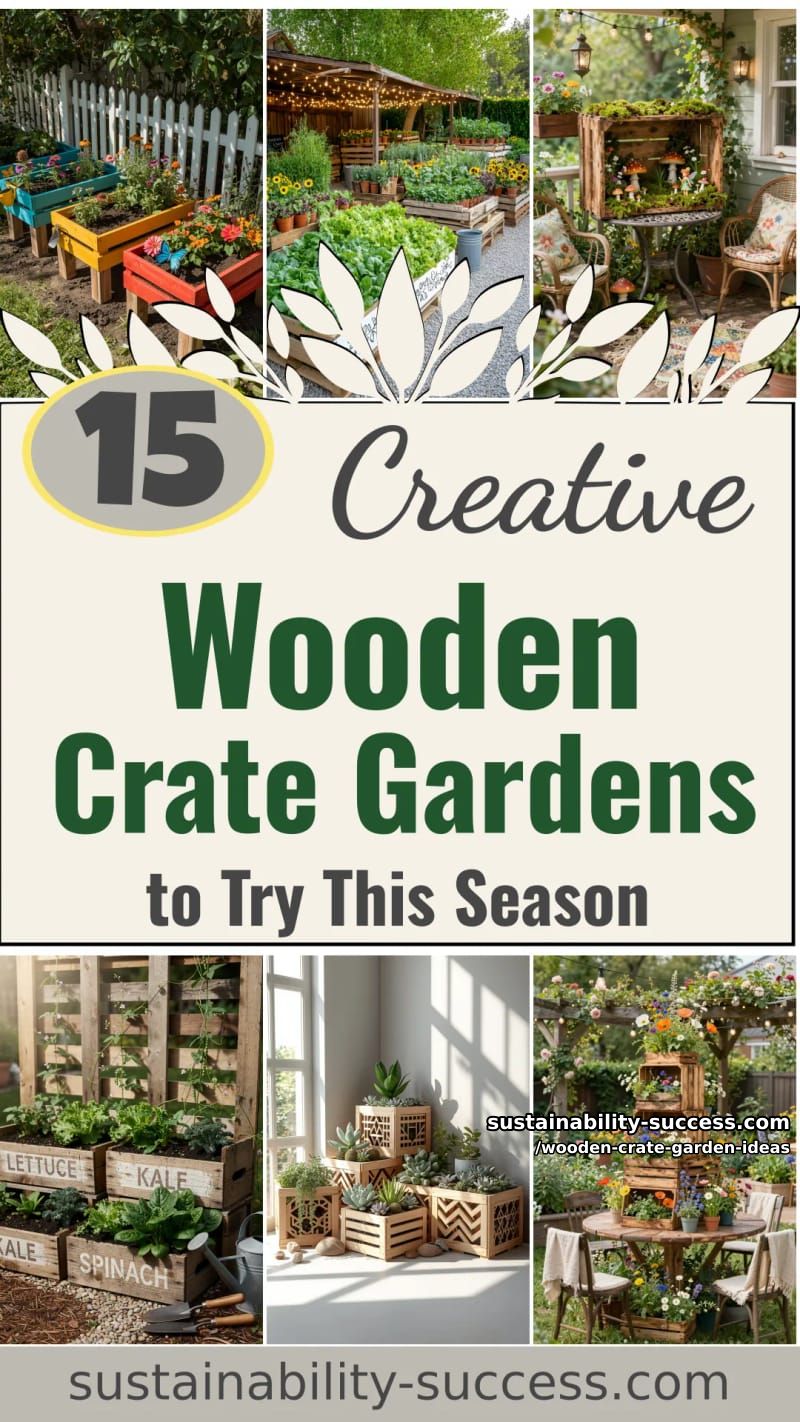 15 Creative Wooden Crate Gardens to Try This Season 47 Wooden Crate Garden Ideas - Collage 46