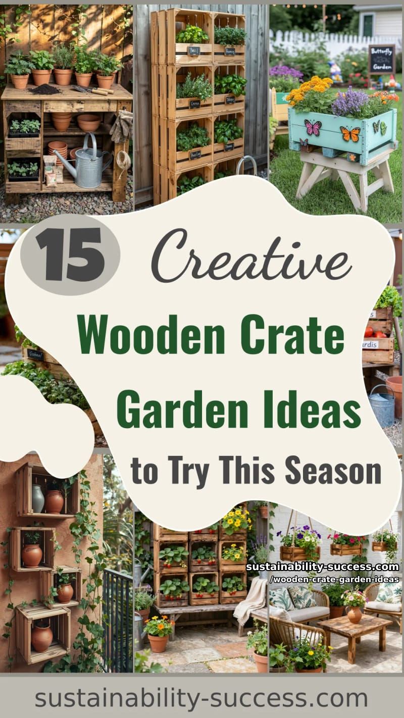 15 Creative Wooden Crate Gardens to Try This Season 49 Wooden Crate Garden Ideas - Collage 48