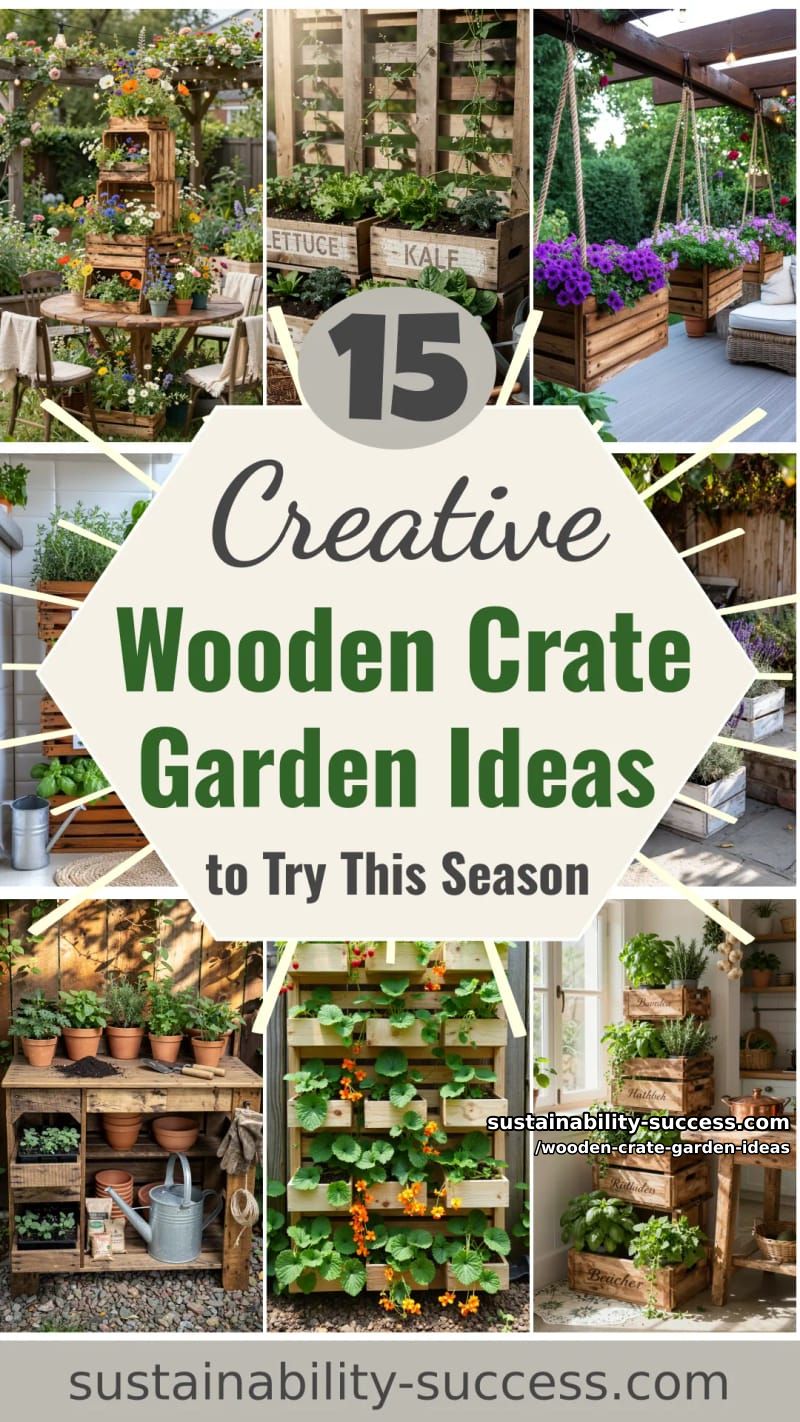 15 Creative Wooden Crate Gardens to Try This Season 50 Wooden Crate Garden Ideas - Collage 49
