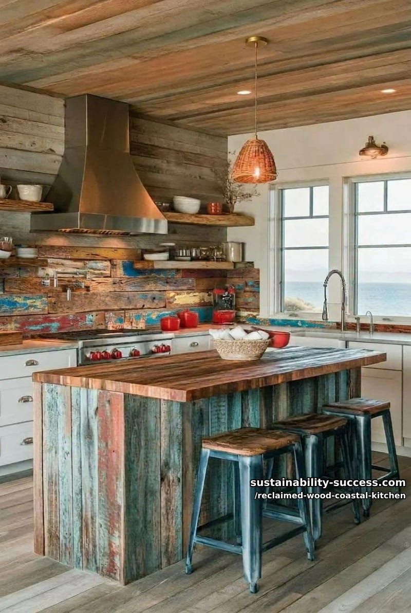 a backsplash of salvaged indonesian boat teak 1