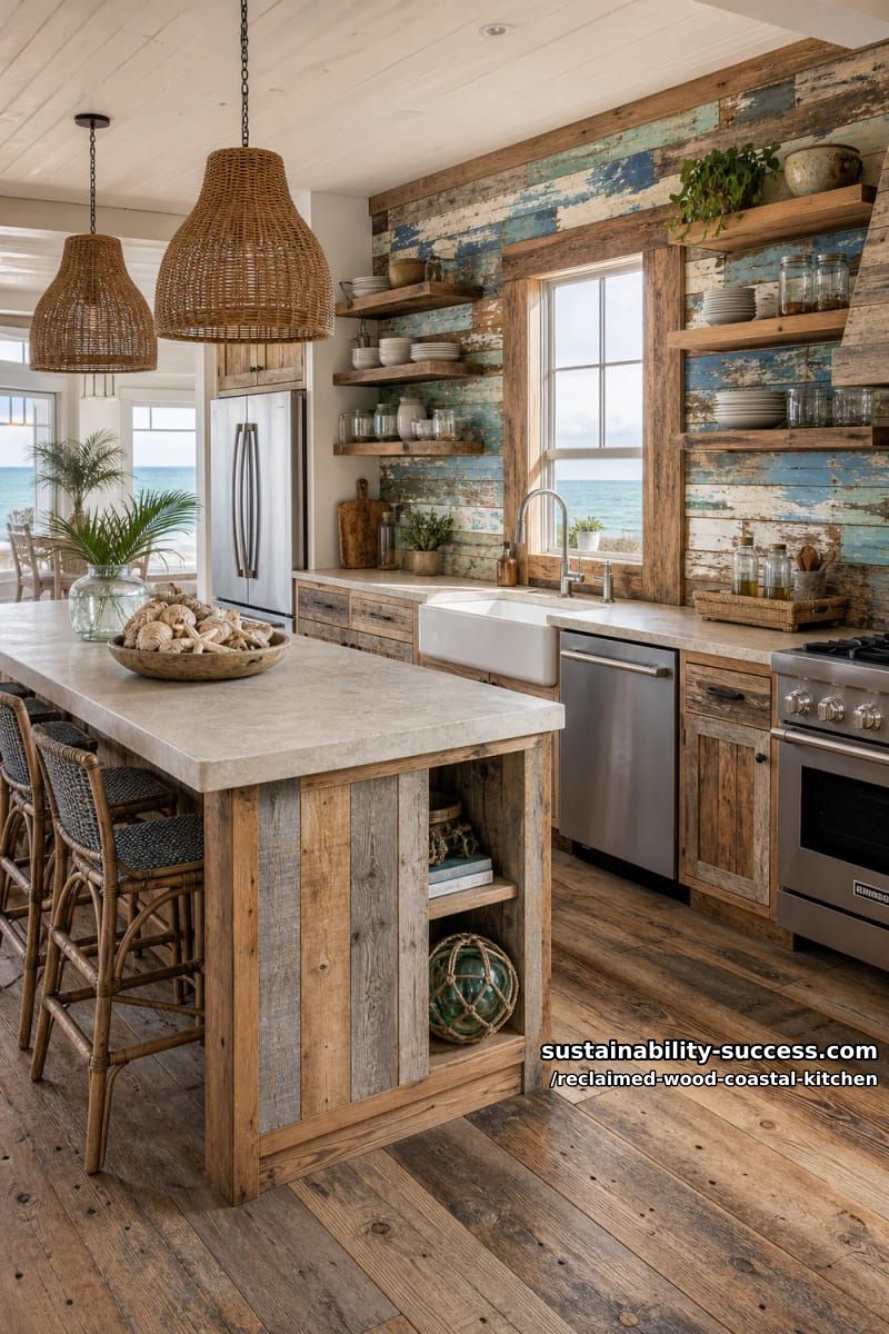 a backsplash of salvaged indonesian boat teak 1