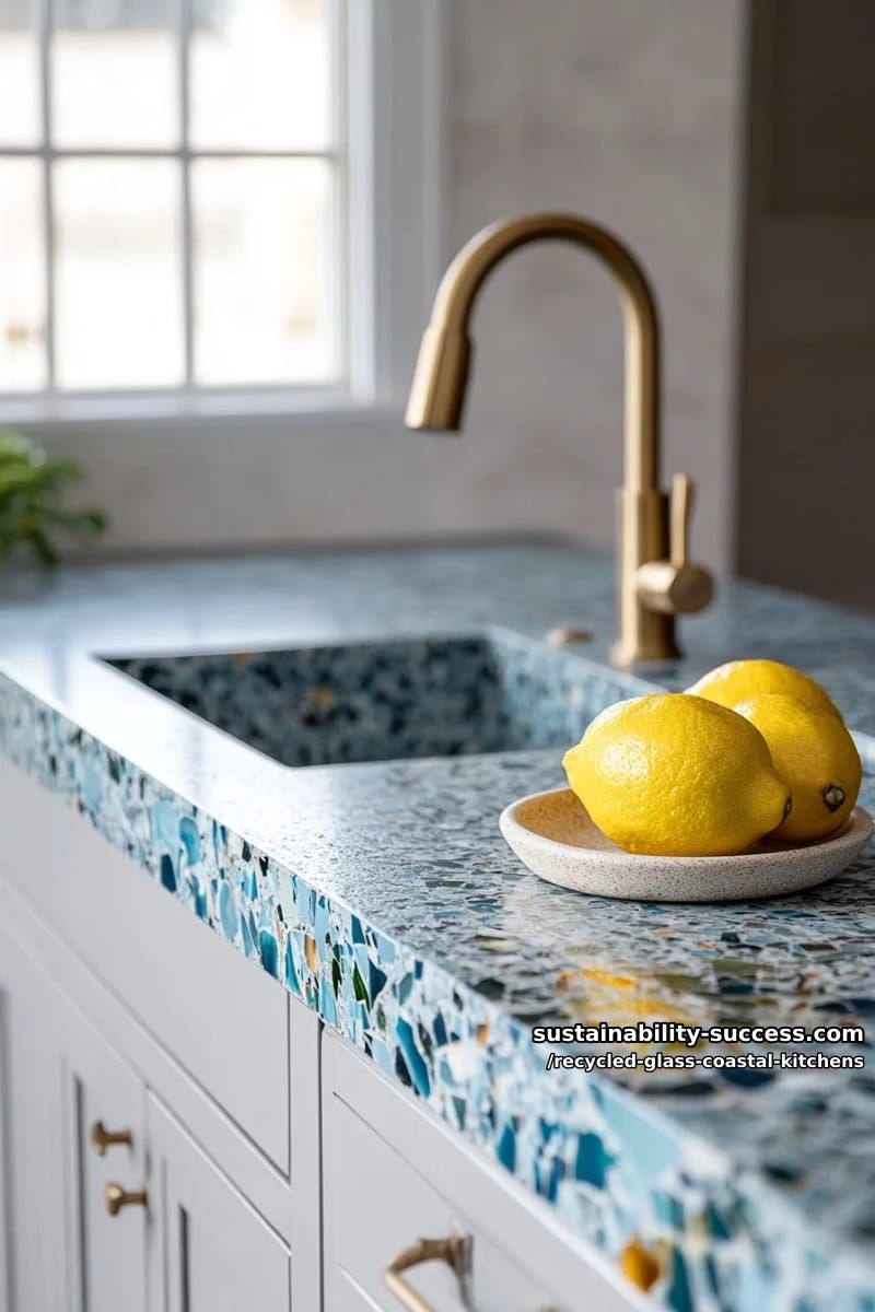 a bretagne blue countertop with oyster shells in the mix 1