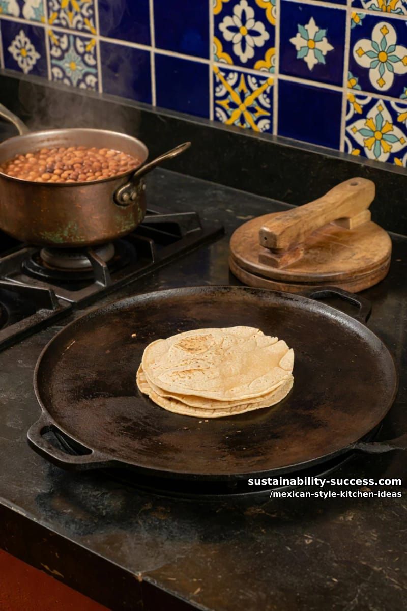 a built-in comal griddle next to the cooktop 1
