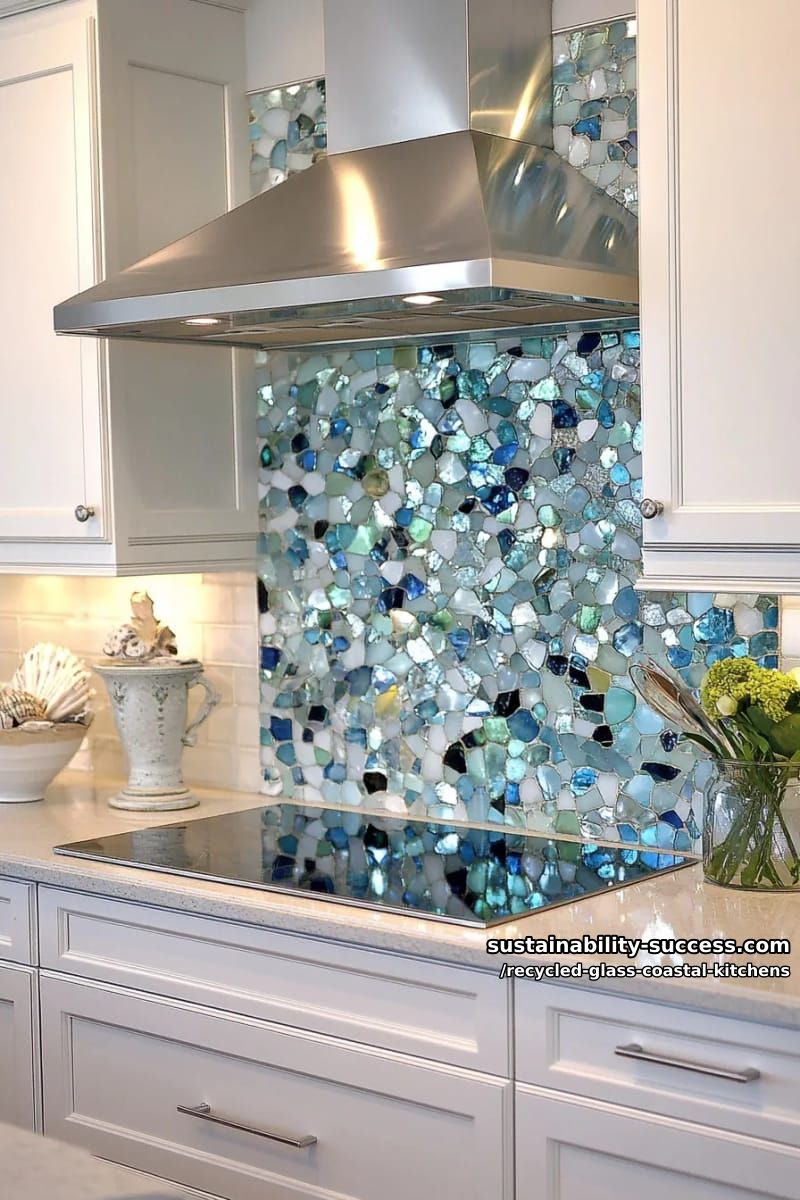 a cast bottle-glass backsplash that reads as art, not tile 1