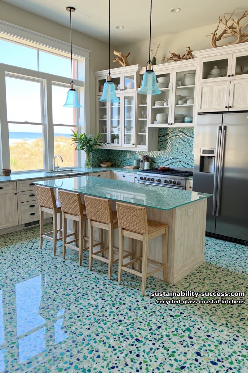 a poured terrazzo floor with cullet aggregate 1