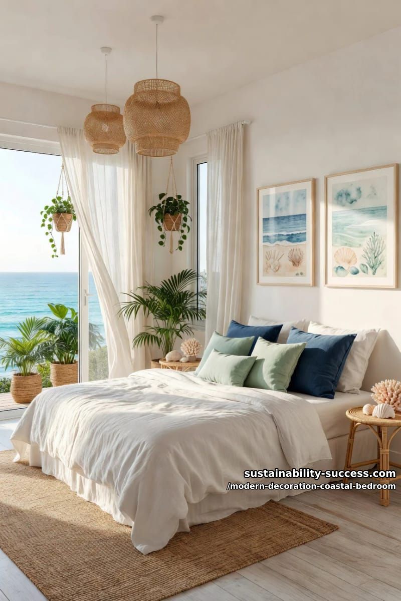accent with navy and soft seafoam pillows for a modern coastal palette. 1