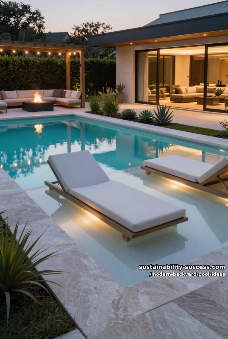 built-in submerged chaise loungers with glowing underlighting 1