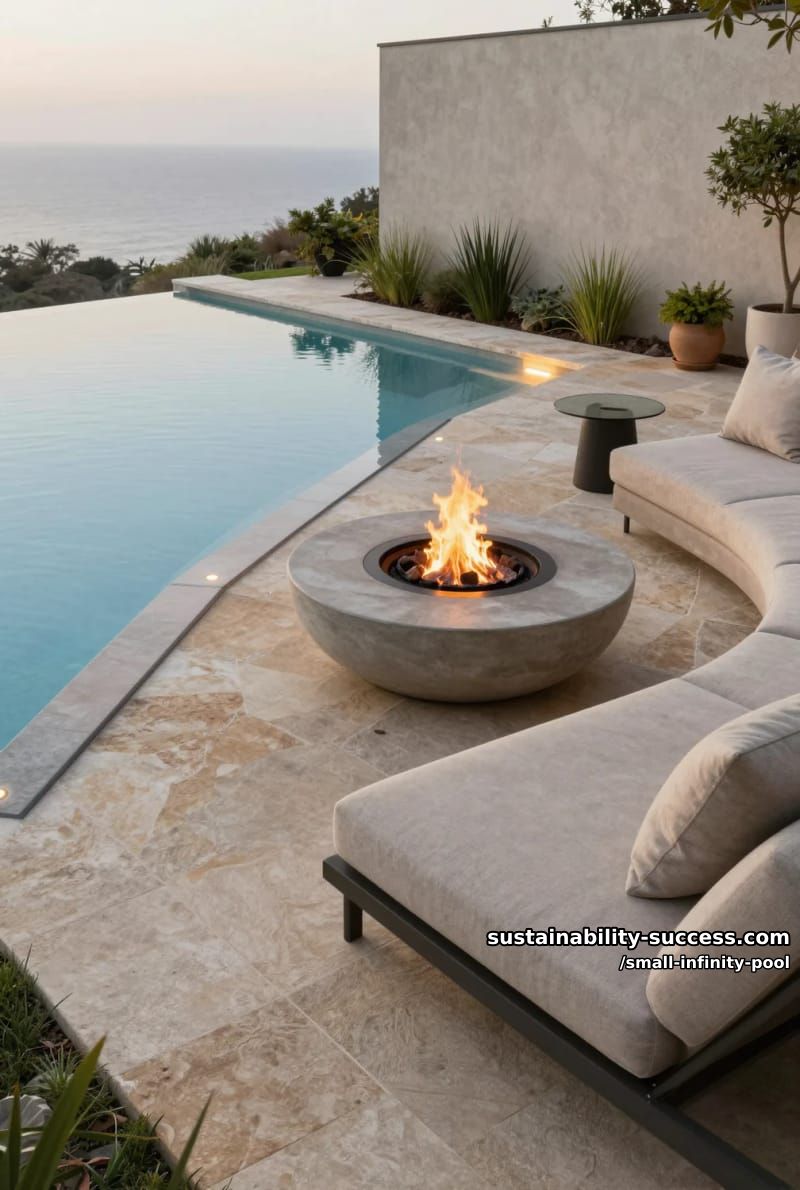 compact infinity pool nestled beside a fire pit and cozy patio lounge 1