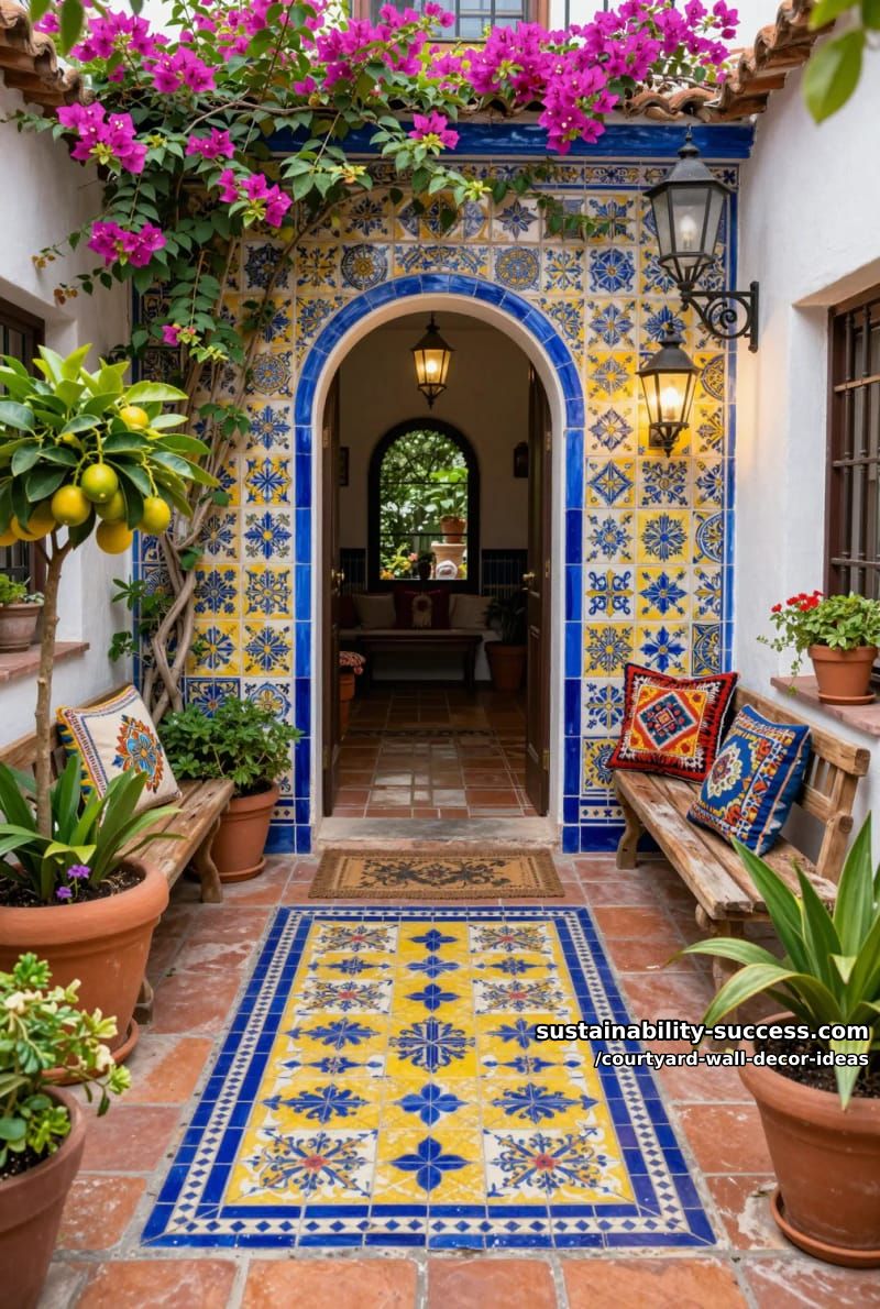 courtyard entrance wall adorned with hand-painted talavera tiles 1