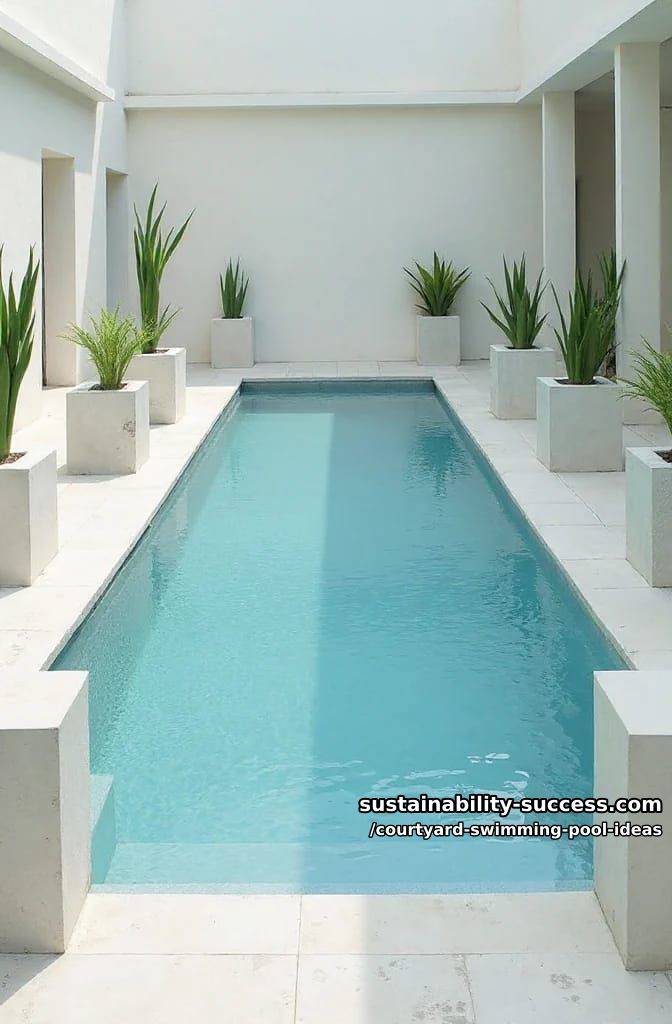 courtyard swimming pool surrounded by minimalist planters 1