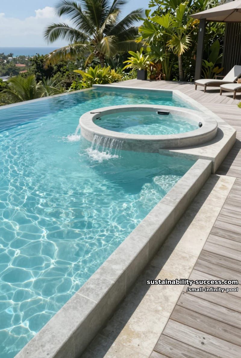 dual-level infinity pool with attached circular hot tub and overflow edge 1